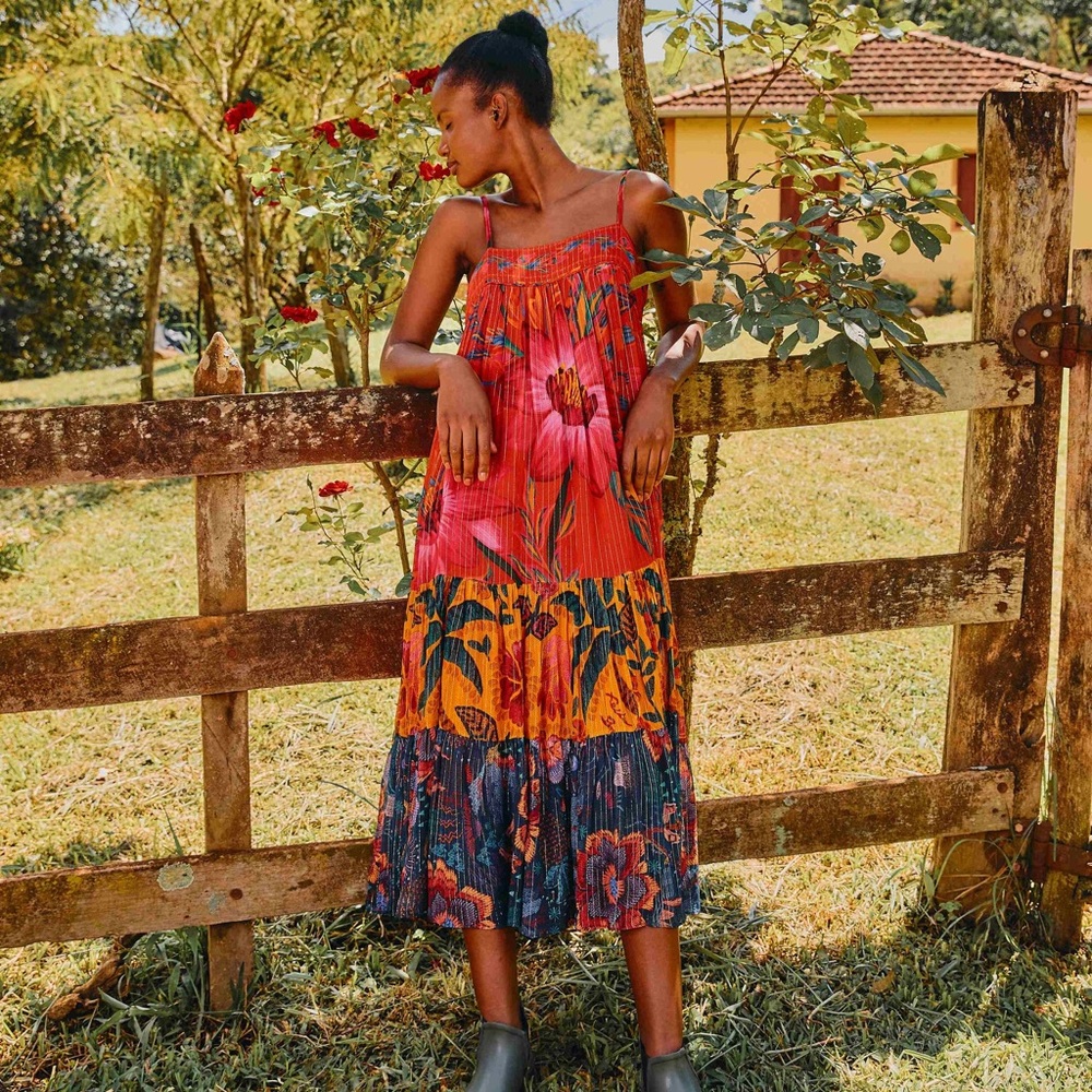 FARM RIO MIXED PRINT MAXI DRESS NWT